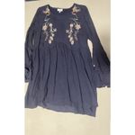 Umgee  Blue  Embroidered  Boho Bell Sleeve Crew Neck Women's Size M Shift Dress Photo 7