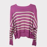 En Crème Striped Oversized Cropped Sweater Women’s M L Purple Mint Chunky Knit Green Size M Photo 1