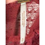 Free People  Red Blouse Top S Crochet Lace Yoke Boho Feminine Dark Romantic Flowy Photo 8