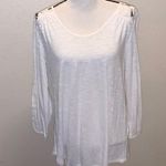 Lucky Brand boho white lace back button sheer long sleeve blouse Photo 0