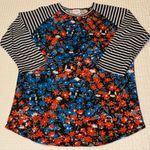 LuLaRoe RANDY 3/4 Raglan Sleeve Baseball Tee LARGE Floral Striped Photo 6