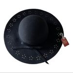 Faded Glory  Black Wide Brim Lacer Cut Floppy Wool Hat Photo 1