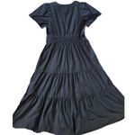 Anthropologie  Maeve Poplin Cotton Somerset Maxi Dress Black Size Large Photo 4