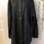 Missguided 
Oversized Coated Denim black button-down front long sleeve shirt Photo 0