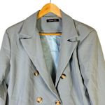 Boohoo Cropped Double Breasted Blazer Womens L Slate Blue Tailored Minimalist Photo 1