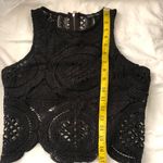 Whimsygoth Black glittery crochet lace top blouse zipper back Measurement in pics Photo 4