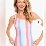 Southern Tide Womens Sunny Days Stripe One Piece Swimsuit - Flamingo Pink Size L Photo 5