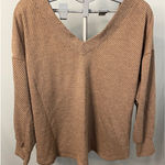 Maurice's  XXL Tan V Neck Long Sleeve‎ Waffle Knit Cozy Top Blouse Photo 0