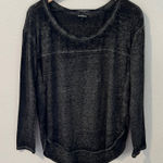 EXPRESS Charcoal Long Sleeve Women High Low Top Grunge Distressed Relaxed Fit M Photo 0