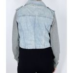 LF Millau Denim Sweatshirt Combo Asymmetrical Jean Jacket Size Medium Blue Photo 1