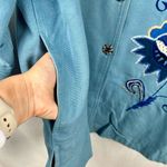 Indigo Moon Floral Button Up Long Jacket 3X Blue Photo 7