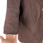 Etcetera  Leather Trim Long Coat Jacket Turnlock Closure Brown Size 6 Photo 5