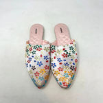 Jason Wu  White Metallic Floral Print‎ Satin Slipper Mules Size US 7 Photo 1