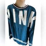 PINK - Victoria's Secret VS PINK Varsity Crew Teal Marled Jersey Long Sleeve Shirt | Size Medium Photo 3