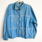 Vintage Teddi Denim Full Zip Floral Embroidered Jean Jacket Photo 6