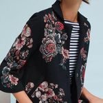 Anthropologie Moulinette Souers • Anthro Jacquard Floral Blazer black red knit jacket Photo 4
