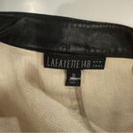 Lafayette 148  Linen Blend Cream Faux Leather Trim Long Sleeve Blazer Jacket‎ 10 Photo 6