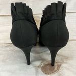 Nina Shoes Black Fabric 4 1/2” Heels Ruffles Zippers Dress Bootie Pumps Size 8M Photo 6