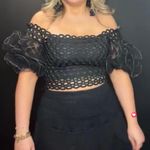 Elegant Black Lace Puff Sleeve Top Size M Photo 9
