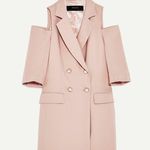 ZARA  Cold Shoulder Openings Pearl Buttons Blazer Dress Pink Size M NEW Photo 12