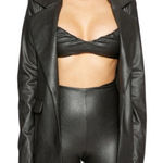 Naked Wardrobe Faux Leather Blazer In Black Size Small Gently Used Quiet Luxury Photo 0