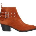 Valentino Garavani Tan Suede Rockstud Double Buckle 50mm Cowboy Ankle Boots EU38 Photo 0