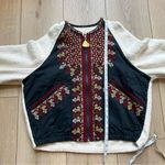Free People Two Faced Embroidered Jacket Blue Cream Size Small Photo 13