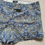 J.Crew City Fit Stretch Shorts in Blue and Gold Paisley Size 2 Photo 2