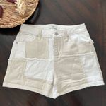 Forever 21 Denim High-Rise Jean Shorts Size 26 Beige Reworked Colorblock Womens Photo 0