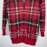 Denim & Supply Ralph Lauren Women S Red Black Mohair Wool Blend Plaid Cardigan Photo 1