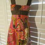 Trina Turk  Flamingo Secret Silk Linen Blend Butterfly Dress Size 2 Photo 4