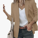 CICY BELL Womens Casual Tan Open Front Blazer Work Office Button Blazer XS NWT Photo 0