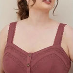 Torrid Fit and Flare Rayon Slub Lace Trim Button Front Tank Top Plus Size 1 1X Photo 0