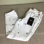 Levi's Women premium 501 cropped White with floral print Jeans Sz. 0 23 x 26 Photo 2