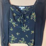 Topshop Chiffon Palermo Blouse Women's 2 Black Multi Dainty Blooms Sweetheart Photo 3