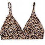 Aerie Leopard Longline Triangle Bikini Top Women’s size Medium Swim Tan Neutral Photo 2