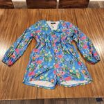 Lucky and Blessed L&b floral long sleeve short blue pink romper V Neck large Photo 8