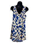 Pink Owl  Women’s Ivory & Blue Size Medium Dress Sleeveless Fit‎ & Flare Photo 1