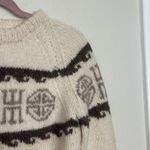 Vintage Handmade Knit 100% Wool Sweater Size XS / S Crew Neck Pullover Cream Photo 8