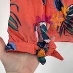 Old Navy Women Relaxed Tie-Cuff Linen-Blend Floral Tropical Top Blouse XL Coral Photo 7