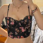 Victoria's Secret  Very Sexy Lightly Lined Bra Satin Bustier Top Black& Floral 34C Photo 5