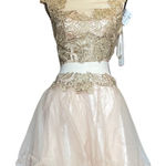 Dave and Johnny Dave‎ & Johnny Gold and Cream Mini Dress Photo 0