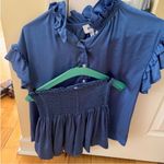 Koch  Blue Ruffled Top and Skirt Set size small Photo 3