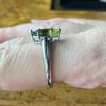 Natural Peridot Sterling Silver Marquise Ring Size 9 Photo 2