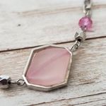 Unusual Pink & Silver Tone Necklace with Extender Photo 2