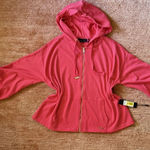 Donna Karan  Active Pink Zip Hoodie Bell Sleeves Drawstring Cuffs Women’s M Photo 0