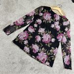 NWT 3rd + Malt Sheer Mesh Floral Top Longsleeve Ruched Side Dark Romantic Size L Black Size L Photo 4