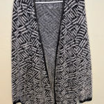 Relativity  XL Black White Fuzzy Open Front Cardigan Textured Sweater Jacket Photo 0