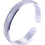 Boutique Unisex Braided Pure 999 Silver Buddhist Mantra Cuff Bracelet,‎ Adjustable Photo 0