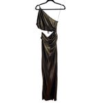 NEW NWT The Sei X Revolve One Shoulder Cutout Maxi Gown In Gold Lame Size 2 Photo 3